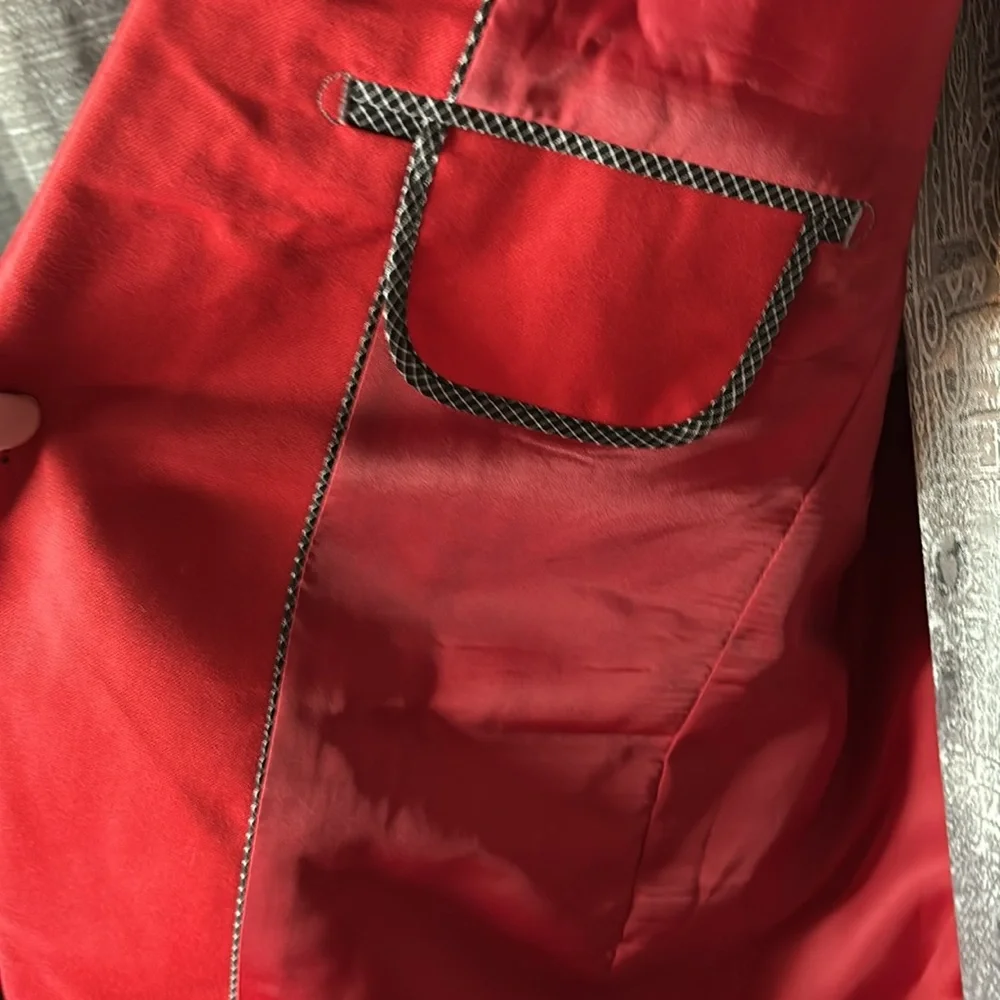 YFFUSHI Slim Fit Two Piece One Button Suit Red, With THAI SILK Shirt Like New - Picture 5 of 15